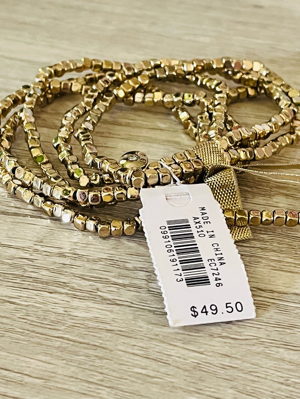 J. Crew Gold Tiny Beads Stretch Bracelets set-of-six NWT - Picture 3 of 4